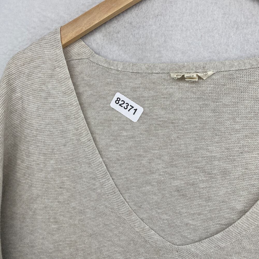 EILEEN FISHER Sweater XL Organic Cotton Deep V-Neck Tunic Dolman Sleeve Beige - Picture 11 of 11